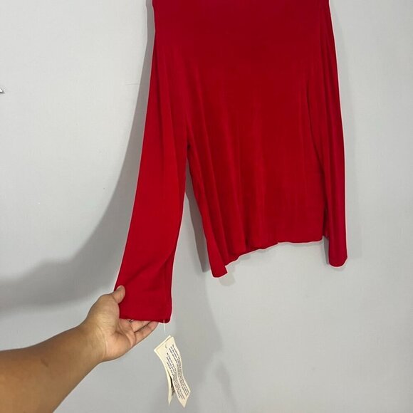 NWT red two piece slinky two piece co ord set pantsuit slacks dressy cocktail - Picture 14 of 14